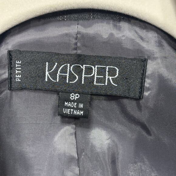 Kasper Gray Pinstripe Blazer 6P Single Button Tailored Lined Classic Career - Picture 4 of 7